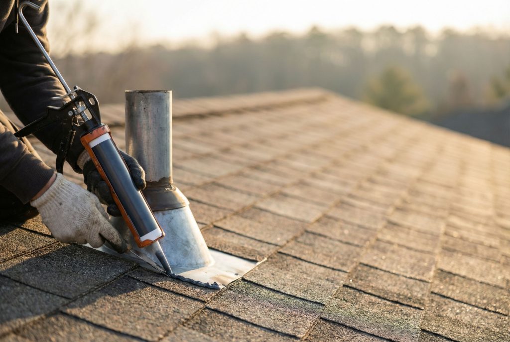 Roof leak repair in Gainesville, FL—sealing vent pipe flashing