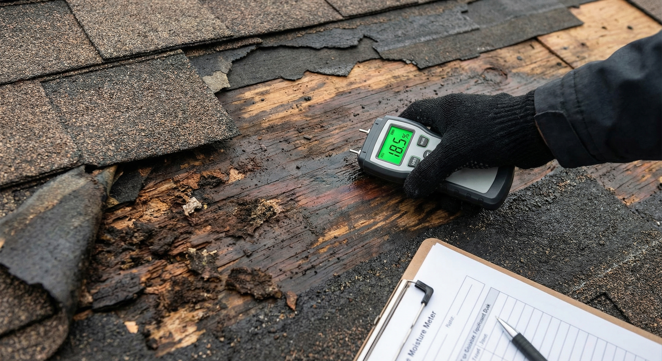 Hidden water damage from roof leak