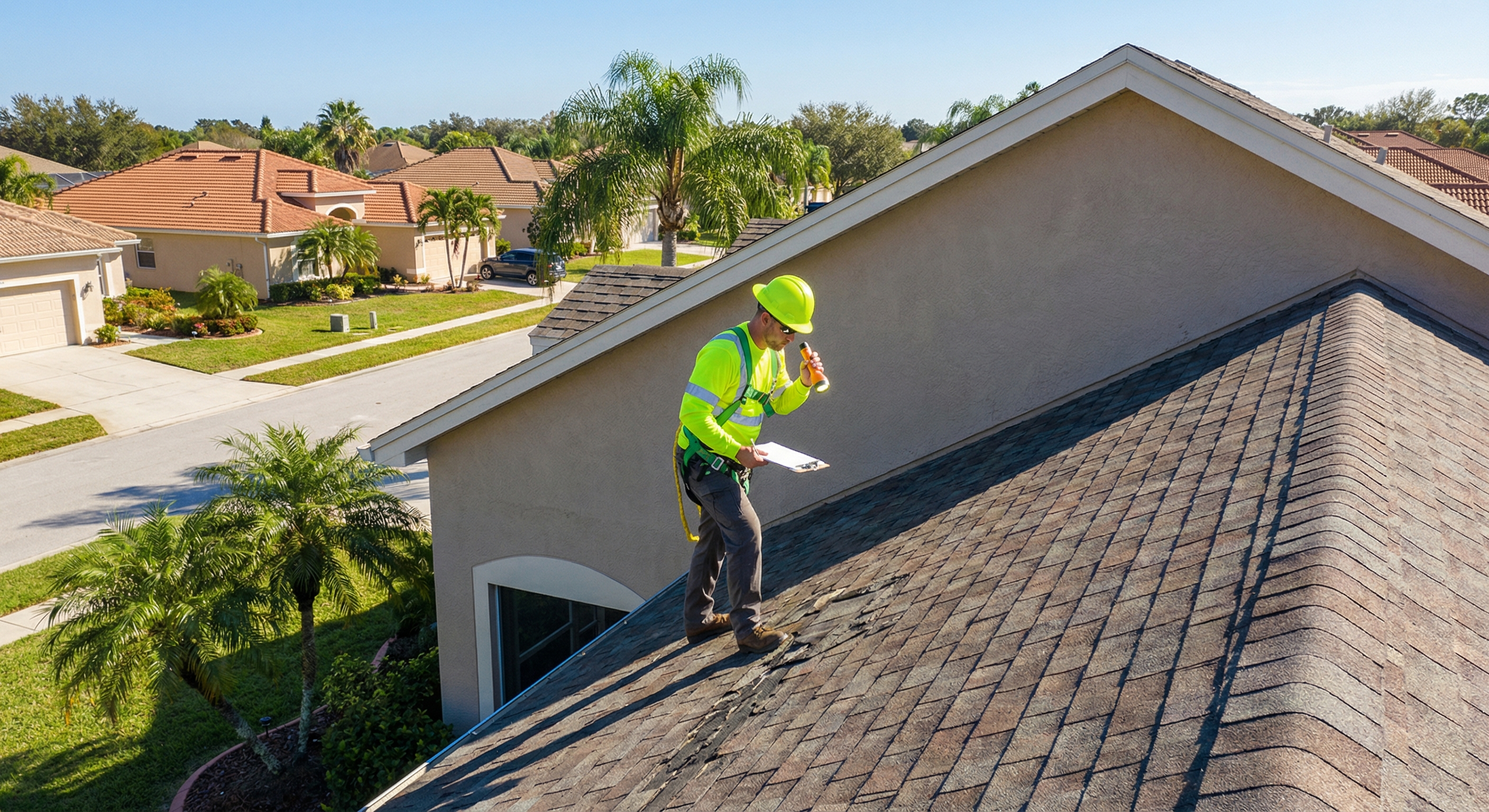 Deteriorating roof shingles from UV exposure