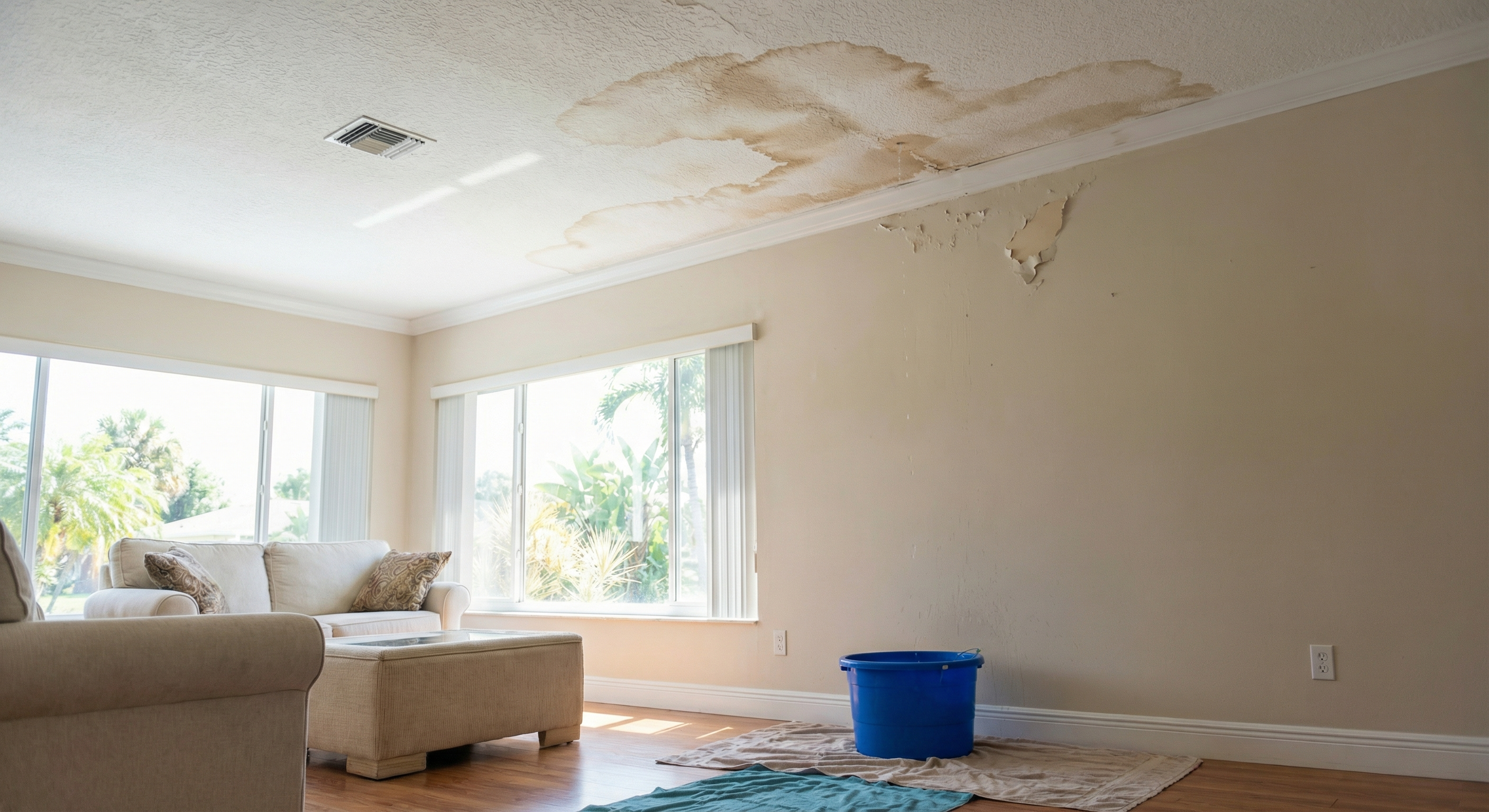Water leak and ceiling damage from failing roof in Gainesville FL - Carr-Palmer Roofing